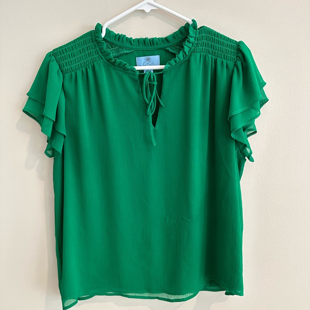 Cece green blouse size large
